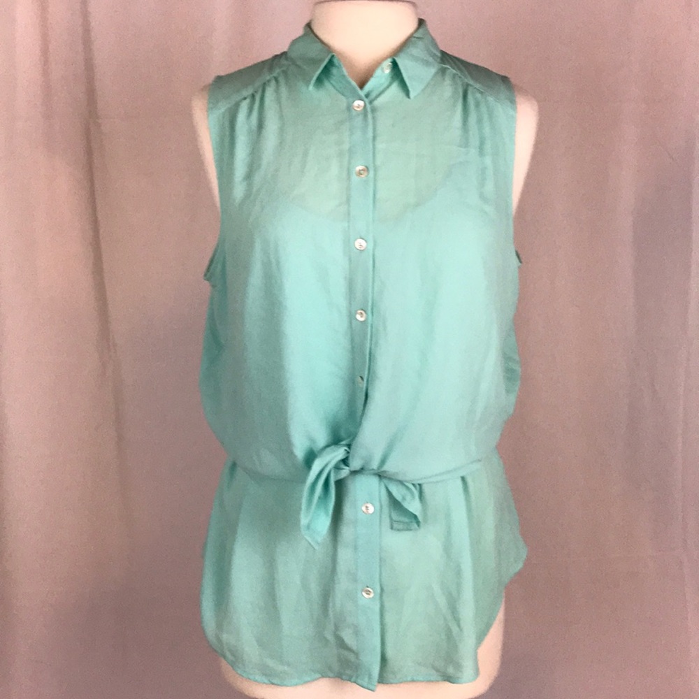 Anthropologie Maeve Teal Button Up Tank